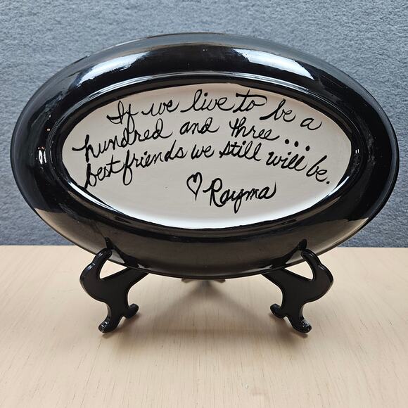 One of a kind, handmade serving plate "Three Friends"  Signed - Picture 5 of 5